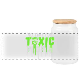 No Time Toxic People Boundaries Self Care Saying - Panoramic Cookie Jar with Wooden Lid - white - Front