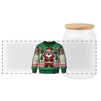 UGLY PIXEL XMAS - spirit of Christmas - Panoramic Cookie Jar with Wooden Lid - white - Front