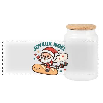 Santa Surf Pain de Noël - Boîte à biscuits avec couvercle en bois - blanc - Devant