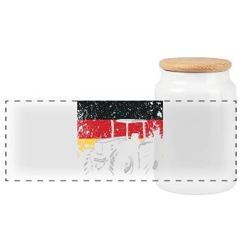 Tractor Driver Germany Tractor Farm - Panoramic Cookie Jar with Wooden Lid - white - Front