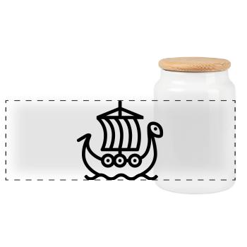 Bateau Viking - Boîte à biscuits avec couvercle en bois - blanc - Devant