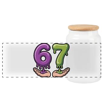67 - Funny Brainrot T-Shirt - Panoramic Cookie Jar with Wooden Lid - white - Front