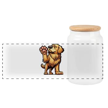 Sprich mit der Pfote Golden Retriever Goldie  - Panorama Keksdose mit Holzdeckel - Weiß - Vorne