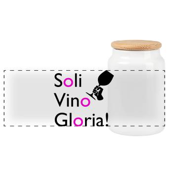 Soli Vino Gloria - Panorama Keksdose mit Holzdeckel - Weiß - Vorne