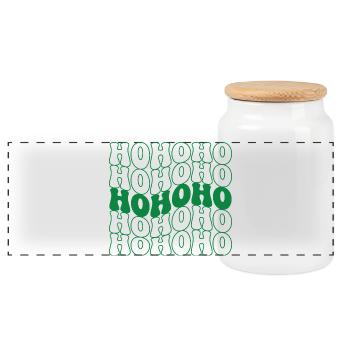 Hohoho Christmas Vintage - Panoramic Cookie Jar with Wooden Lid - white - Front