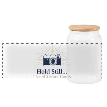 Stillhalten Deluxe - Panorama Keksdose mit Holzdeckel - Weiß - Vorne