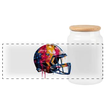 Football Helm - Panorama Keksdose mit Holzdeckel - Weiß - Vorne