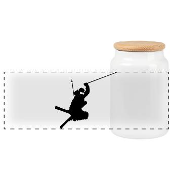 Freestyle Skiing - Panoramic Cookie Jar with Wooden Lid - white - Front
