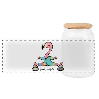 Yoga I Zen therefore I am - Panoramic Cookie Jar with Wooden Lid - white - Front