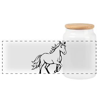 Chevaux T-shirt Cadeau Cavalier - Boîte à biscuits avec couvercle en bois - blanc - Devant