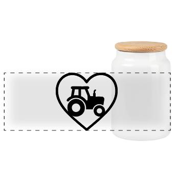 Heart Tractor – Farmer Passion Design - Panorama Keksdose mit Holzdeckel - Weiß - Vorne