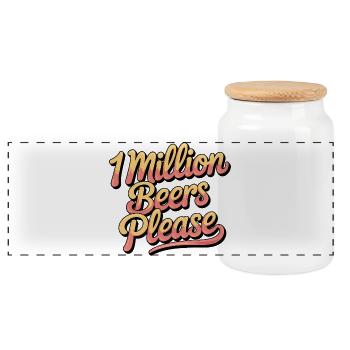Eine Million Biere bitte - Lustiges Trinken Meme - Panorama Keksdose mit Holzdeckel - Weiß - Vorne
