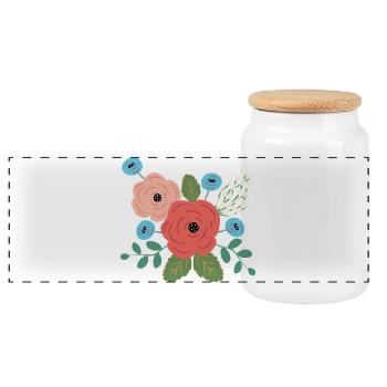 Bouquet de fleurs aux roses pastel design floral vintage - Boîte à biscuits avec couvercle en bois - blanc - Devant