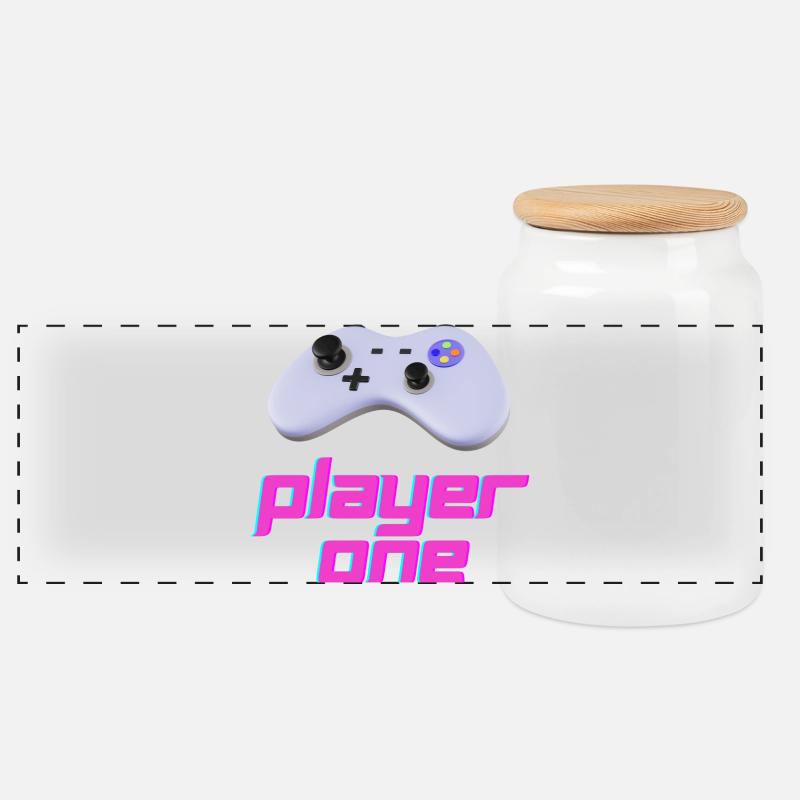 Contrôleur Rétro Neon Player One - Boîte à biscuits avec couvercle en bois - blanc