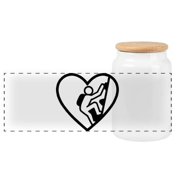 Escalade de cœur – Passion verticale - Boîte à biscuits avec couvercle en bois - blanc - Devant