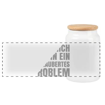 Küss mich ich bin ein verzaubertes Problem - Panorama Keksdose mit Holzdeckel - Weiß - Vorne