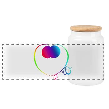 Süßer Regenbogen-Trickster - Panorama Keksdose mit Holzdeckel - Weiß - Vorne
