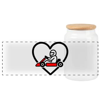 Karting Heart – Passion Speed - Panoramic Cookie Jar with Wooden Lid - white - Front