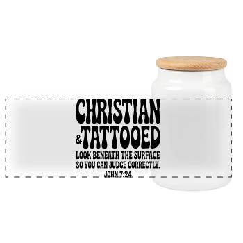 Christian Tätowiert - Panorama Keksdose mit Holzdeckel - Weiß - Vorne