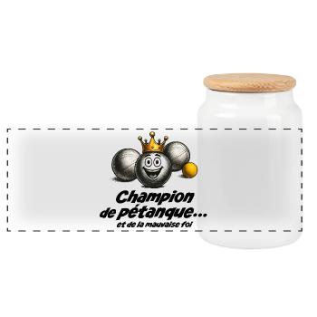 Champion de pétanque...et de la mauvaise foi - Boîte à biscuits avec couvercle en bois - blanc - Devant