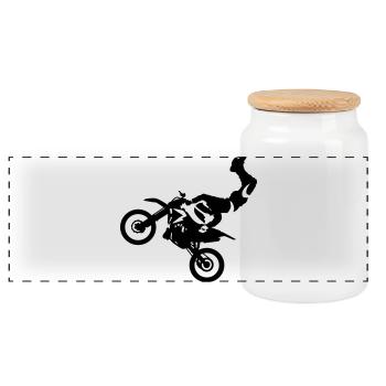 Motocross - Panoramic Cookie Jar with Wooden Lid - white - Front