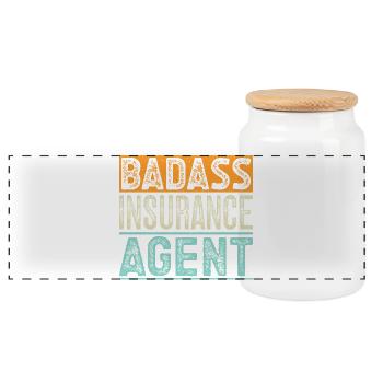 Insurance Agent Badass Funny Insurance Broker - Panorama Keksdose mit Holzdeckel - Weiß - Vorne