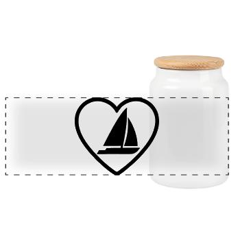 Catamaran Heart – Segel-Leidenschaft - Panorama Keksdose mit Holzdeckel - Weiß - Vorne