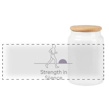 Introverted training, Calm - Panoramic Cookie Jar with Wooden Lid - white - Front