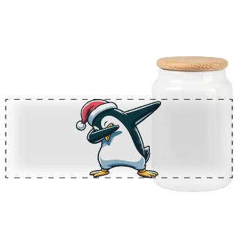 Dabbing Weihnachts Pinguin Dab Weihnachten - Panorama Keksdose mit Holzdeckel - Weiß - Vorne