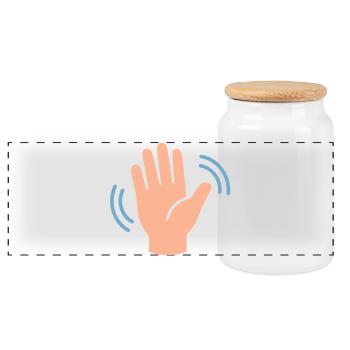 Waving Hand Icon Graphic - Panoramic Cookie Jar with Wooden Lid - white - Front