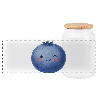 Visage myrtille Kawaii Kids Baby Fruit Healthy - Boîte à biscuits avec couvercle en bois - blanc - Devant