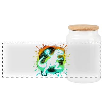 Handballer T-Rex Grafik Kinder Teenager Lustig - Panorama Keksdose mit Holzdeckel - Weiß - Vorne