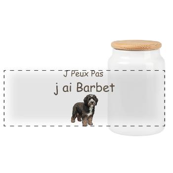 Barbet Humor: J’ai Barbet chien - Boîte à biscuits avec couvercle en bois - blanc - Devant