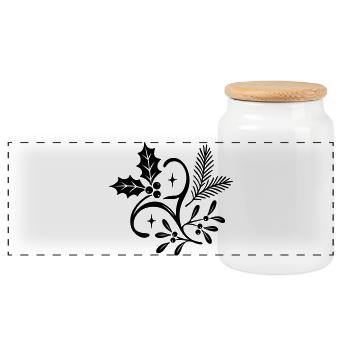 Yule mystique avec gui, sapin et houx - Boîte à biscuits avec couvercle en bois - blanc - Devant