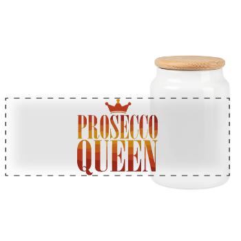 Prosecco Queen Party Königin Krone - Panorama Keksdose mit Holzdeckel - Weiß - Vorne