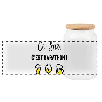 Tonight it's a barathon! - Panoramic Cookie Jar with Wooden Lid - white - Front