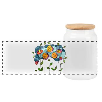 Fleur - Boîte à biscuits avec couvercle en bois - blanc - Devant
