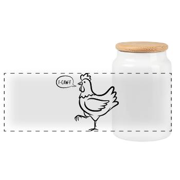 Poulet fier avec une phrase comique F-CAW-F - Boîte à biscuits avec couvercle en bois - blanc - Devant
