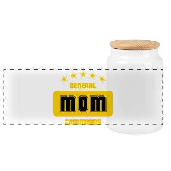 General Mom: Deine Befehle sind Gesetz! - Panorama Keksdose mit Holzdeckel - Weiß - Vorne