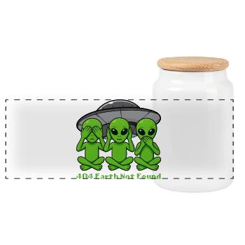 404 Alien Not Found – Drôle de design d’OVNI - Boîte à biscuits avec couvercle en bois - blanc - Devant