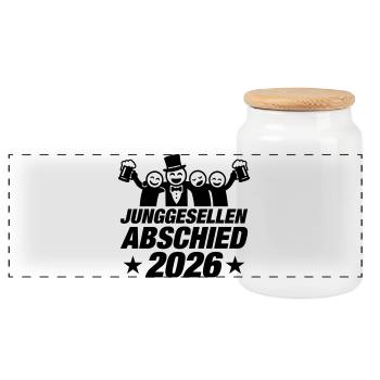 Enterrement de vie de garçon 2026 - Boîte à biscuits avec couvercle en bois - blanc - Devant