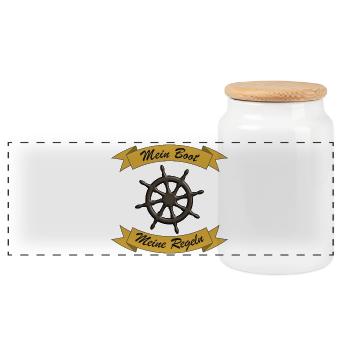 My Boat, My Rules - Skipper Fun Gift - Panoramic Cookie Jar with Wooden Lid - white - Front