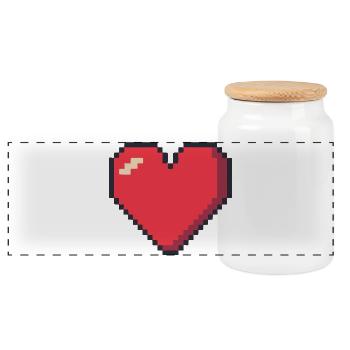 Pixel Art Herz Rot 8-Bit Retro Liebe - Panorama Keksdose mit Holzdeckel - Weiß - Vorne
