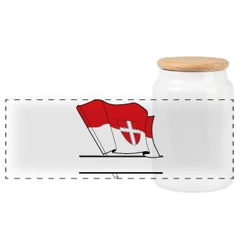 Espace de noms du drapeau de Vienne - Boîte à biscuits avec couvercle en bois - blanc - Devant