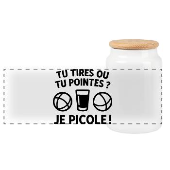 Du schießt oder du zeigst, ich trinke Humor-Petanque - Panorama Keksdose mit Holzdeckel - Weiß - Vorne