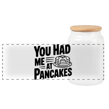 Tu m’as eu aux pancakes - Boîte à biscuits avec couvercle en bois - blanc - Devant