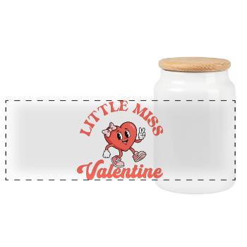 Petite Miss Valentine Couples d’humour d’amour mignons - Boîte à biscuits avec couvercle en bois - blanc - Devant