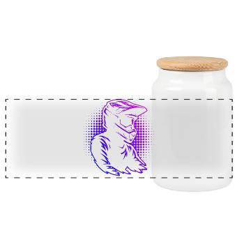 Characterful motocross design - Panoramic Cookie Jar with Wooden Lid - white - Front