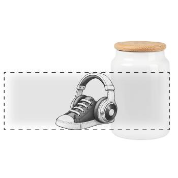 MUSIKALISCHE SNEAKER - schwarz &amp; weiß - Panorama Keksdose mit Holzdeckel - Weiß - Vorne