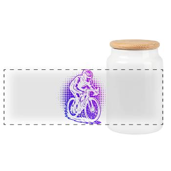 Fresh road bike motif for road bike - Panoramic Cookie Jar with Wooden Lid - white - Front